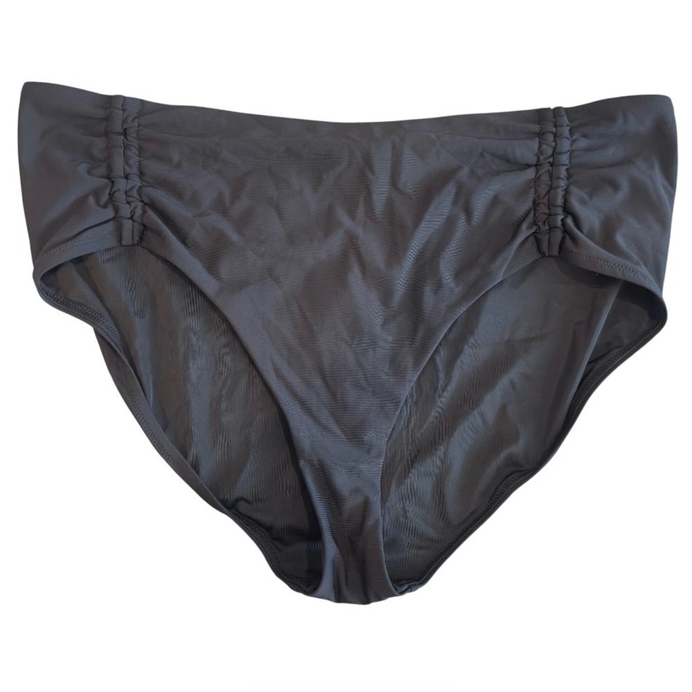 Calia Womens XXL Adjustable Tie Front Bikini Bottom Pure Black WSA34401B NWT